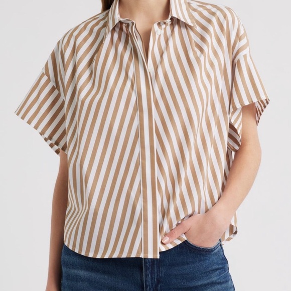 rag & bone Maura Striped High-low Cotton Poplin Button-up Shirt | XL | NWT - Picture 13 of 16